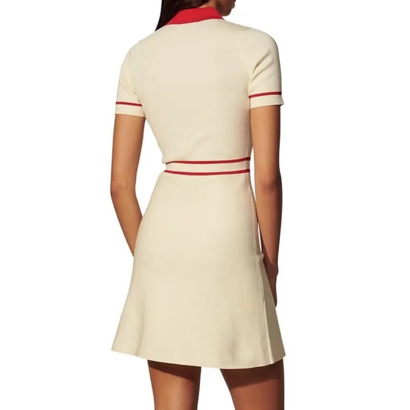 SANDRO Irene Knit Contrast Stripe A-Line Dress - Picture 3 of 5